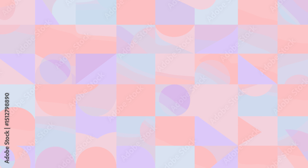 Poster pastel geometric pattern with abstract shapes in soft colors