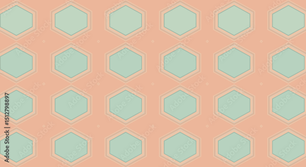 Poster pastel geometric pattern with hexagonal shapes on peach background
