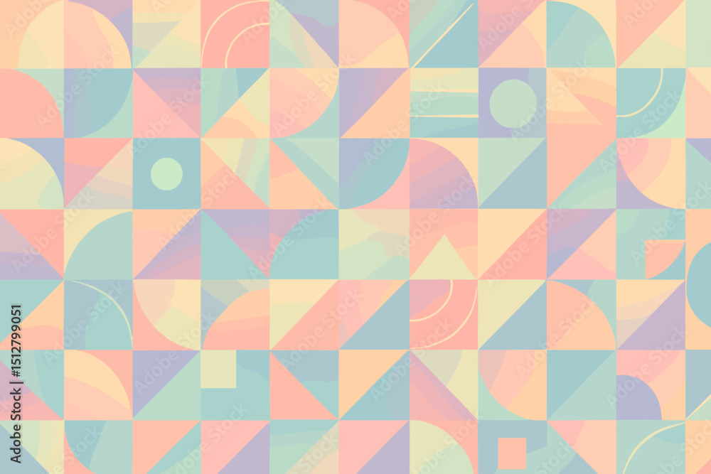 Poster pastel geometric pattern featuring soft colors and abstract shapes