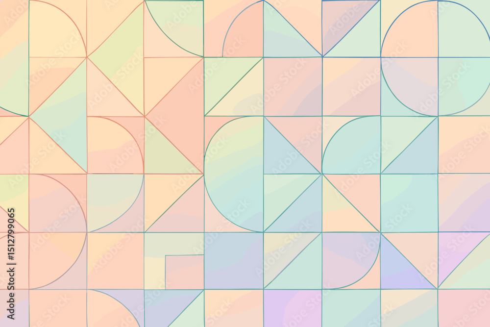 Aufkleber soft pastel geometric pattern with overlapping shapes in gentle colors