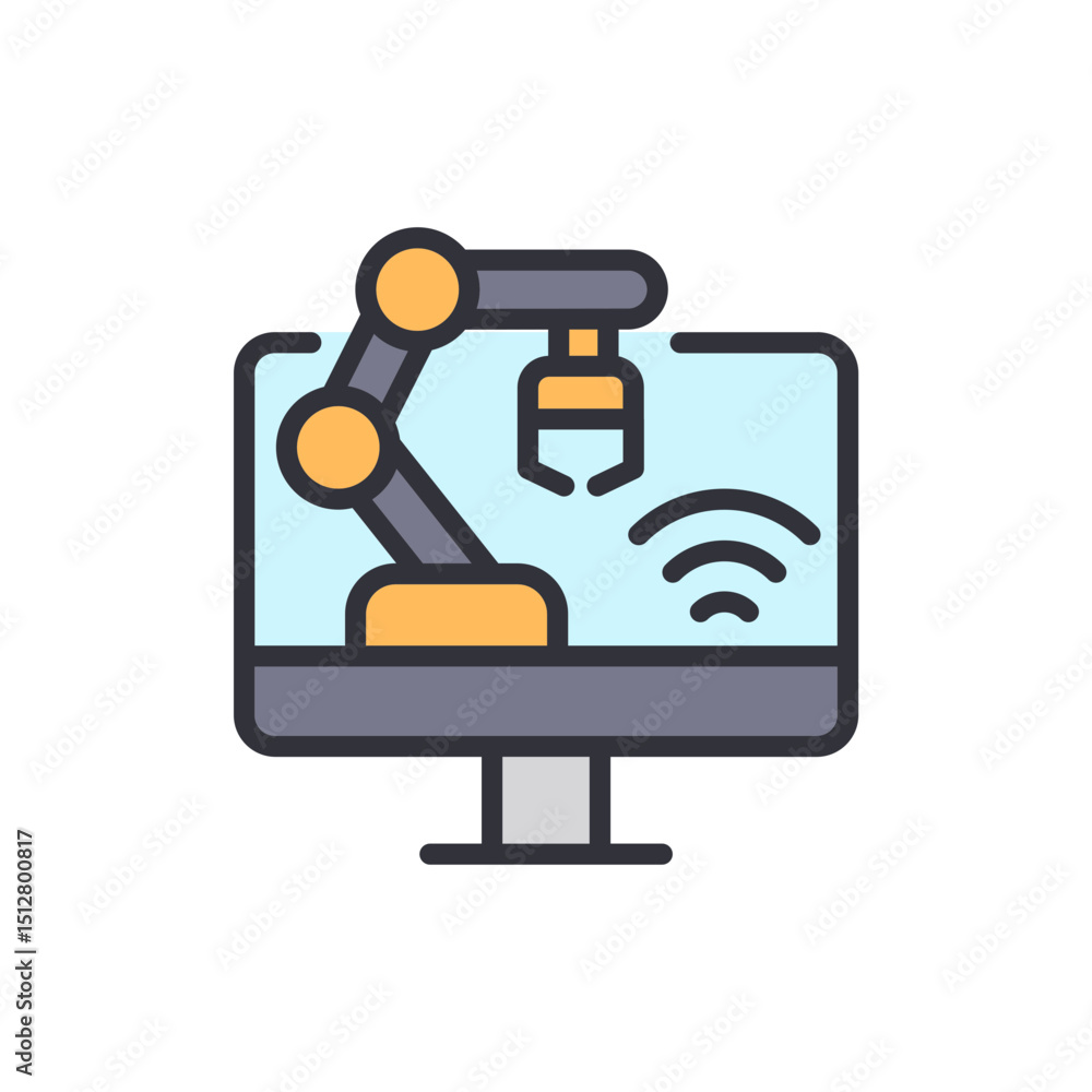 Poster automated manufacturing process displayed on a computer screen