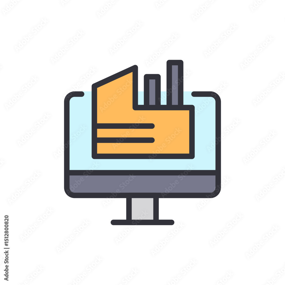 Poster industry digitalization concept on computer with a transparent view