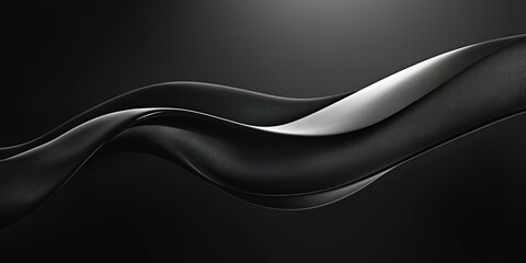 Abstract Black and Silver Waves on Dark Background