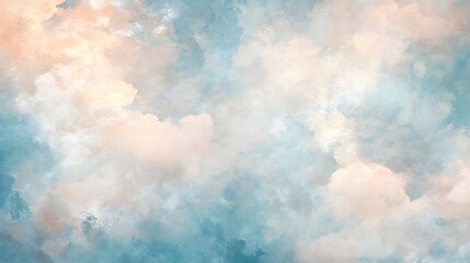 Fototapeta premium A soft, pastel-toned abstract painting of clouds.