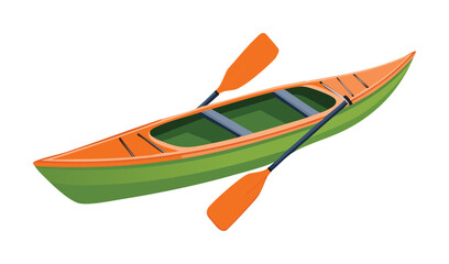 Orange Kayak with Green Paddle