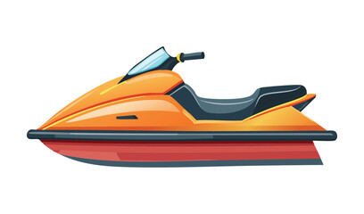 Naklejka premium Orange Jet Ski Side View Recreation