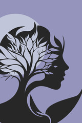 Girl, Woman, Mother, Flowers, Leaves, Tree, Mental Health, Love, Freedom, Thoughts, World, Life, Vector, Artwork