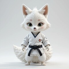 Cute baby fox character in sportswear