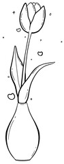 Single Tulip in a Vase Coloring Page