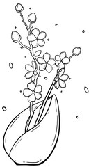 Cherry Blossom Branch in a Unique Vase Coloring Page