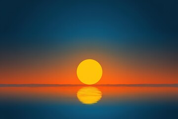 Pixel Art Sunset Over Calm Ocean