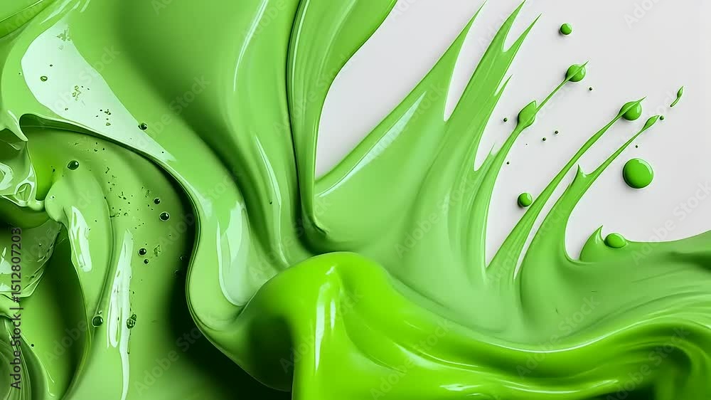 Aufkleber dynamic flow: mesmerizing green fluid abstraction with splashes and trails
