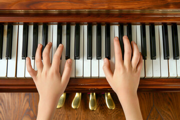 Close up toddler Hands Play on Piano