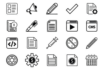 Edit & Modify Icon Set – Writing, Update, and Content Adjustment Symbols