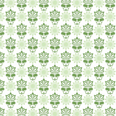 Repeating green floral pattern design suitable for textile printing and decorative applications