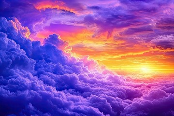 Vibrant sunset through massive clouds