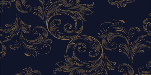 Vector line gold lotus flowers background, floral luxury nature illustration. Asian botanical drawing, oriental graphic