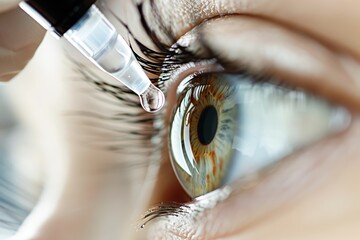 Carefully applying eye drops to soothe dryness during the afternoon in a cozy indoor setting