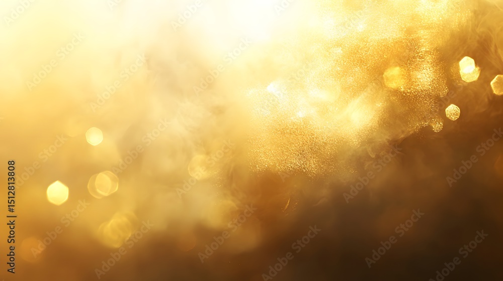 Poster golden light effect background with bokeh.
