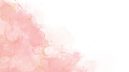 Pastel pink watercolor paint brush glitter gold for wedding elements. Modern abstract luxury wedding invitation designs or card templates for greetings or invitations on valentines Day background.	