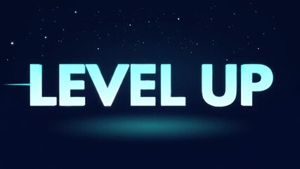 Level Up Animation: Glowing Text Against Starry Night - Powered by Adobe