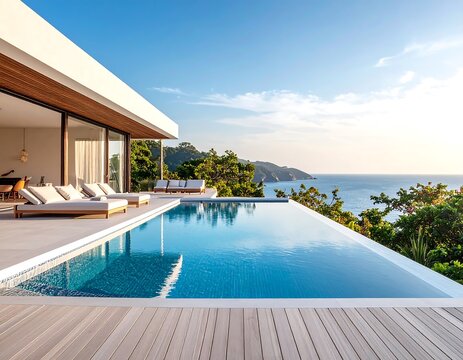 Modern beachfront villa with infinity pool - Powered by Adobe