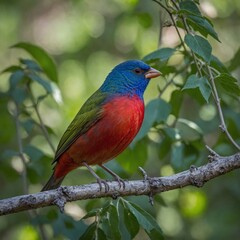 Obraz premium A vibrant red cardinal, a colorful avian from wildlife nature, perches on a branch