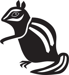 Striped Chipmunk Illustration Black and White Rodent Art