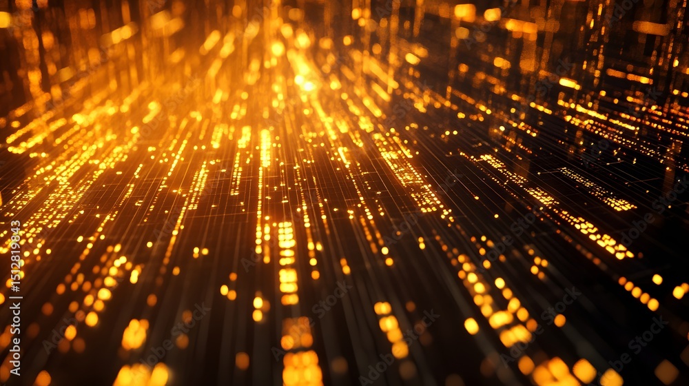 Aufkleber abstract digital network design with golden glowing points.