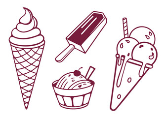 Ice Cream & Popsicle Icon Set – Silhouette Vectors for Menus, Stickers & Summer Branding