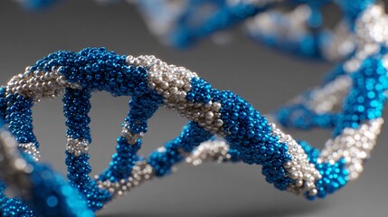 Vibrant Blue and White DNA Double Helix Structure
