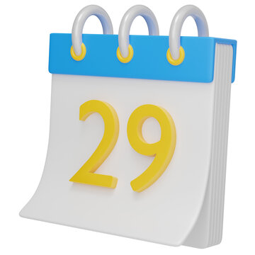 3D deskstop Calendar Icon Showing the Number 29