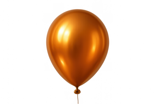 Single shiny orange balloon floating against a transparent background, perfect for party, celebration, and festive designs
