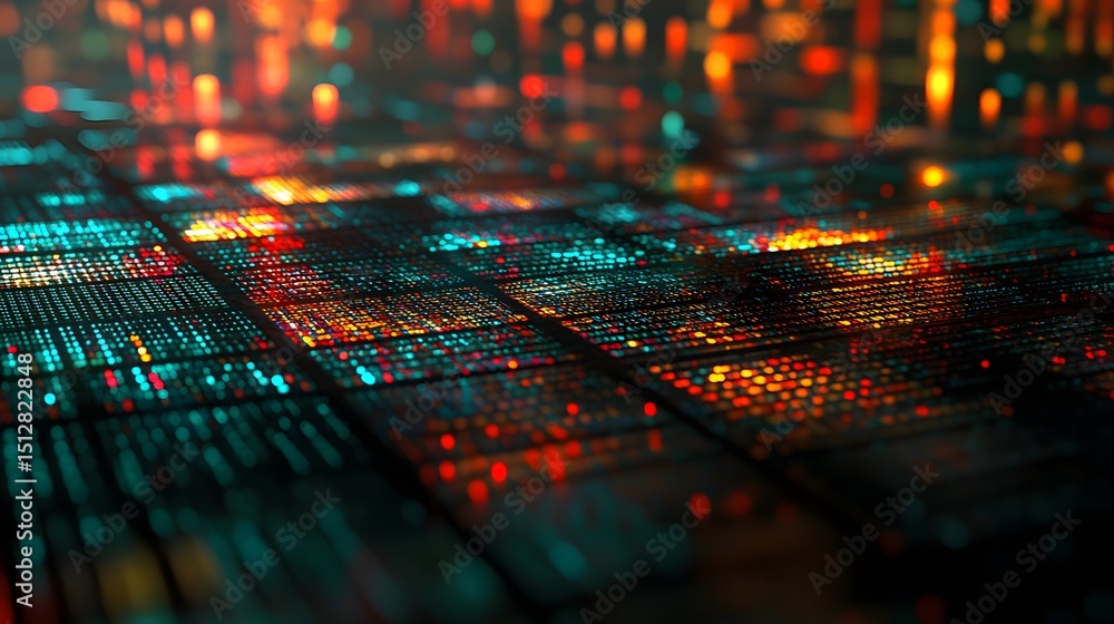 Poster abstract digital display pattern with vibrant colors.