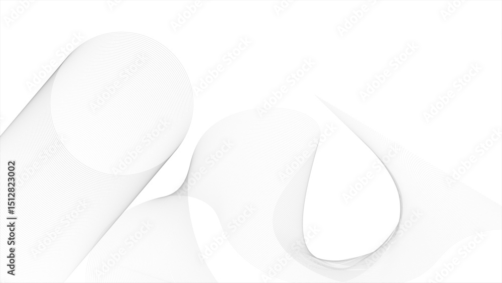 Poster minimalist curved line background in white and light gray. smooth flowing abstract lines – clean mod