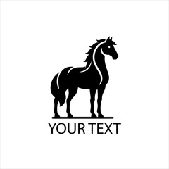 Minimalist Black Horse Vector Logo Isolated on White Background