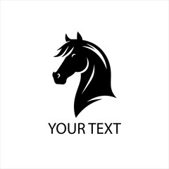 Minimalist Black Horse Vector Logo Isolated on White Background