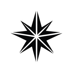 black and white star, star silhouette icon on white background