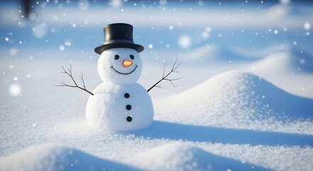Charming Snowman in a Winter Wonderland A Festive Snow Scene Perfect for Holiday Cards and Winter Decorations