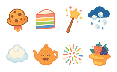 Fototapeta premium Playful cooking icon set in flat style. culinary symbols and kitchen-themed graphics