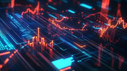 Abstract financial chart with uptrend line graph in stock market on dark background - Powered by Adobe