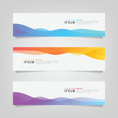 Vector abstract wavy banner set design,  web banner template.