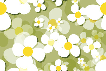 Seamless vector floral pattern with daisies, perfect for spring and summer nature-inspired designs