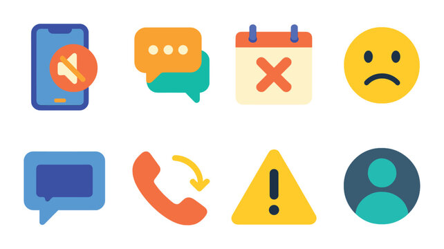 Communication flat icon set. messaging and alert symbols for notifications