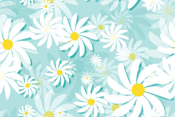 Seamless vector floral pattern with daisies, perfect for spring and summer nature-inspired designs