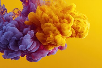 Fototapeta premium Abstract Colorful Ink Mixes On Yellow Background