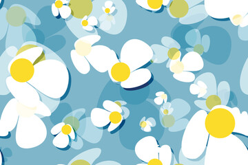 Seamless vector floral pattern with daisies, perfect for spring and summer nature-inspired designs