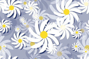 Seamless vector floral pattern with daisies, perfect for spring and summer nature-inspired designs