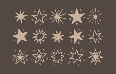 Seamless Pattern with Hand Drawn Stars in Beige on Brown Background Festive Celestial Design Perfect for Wrapping Paper Textiles or Backgrounds with a Touch of Whimsy and Charm
