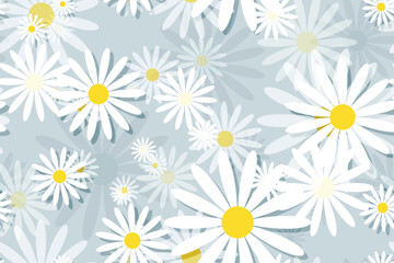 Seamless vector floral pattern with daisies, perfect for spring and summer nature-inspired designs